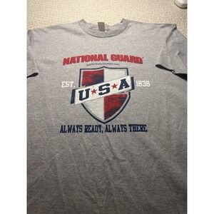 National Guard Graphic T-Shirt Heather Grey XL USA Made Military Patriotic Tee